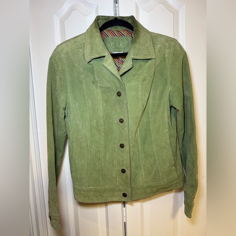 LIVE A LITTLE - Women’s Fall Vintage Inspired Green Leather Jacket in Size M